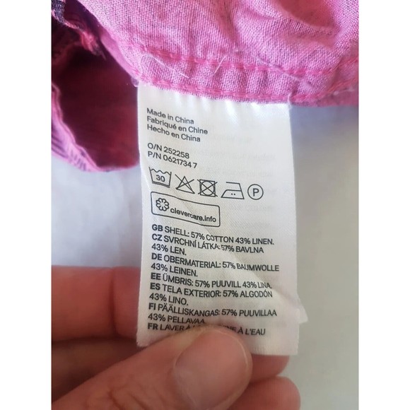 L.o.g.g. Womens Button down Shirt Size XS Pink Palms Print Hawaiian Tropical - Picture 10 of 12